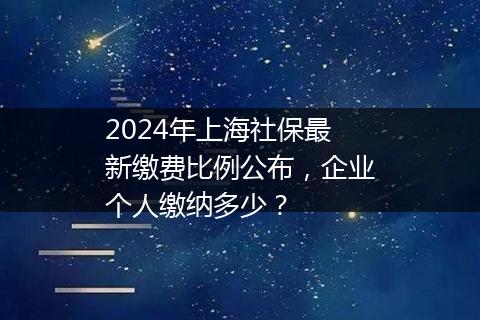 2024年上海社保最新缴费比例公布，企业个人缴纳多少？