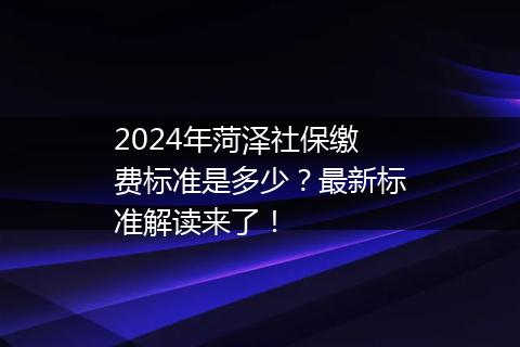 2024年菏泽社保缴费标准是多少？最新标准解读来了！