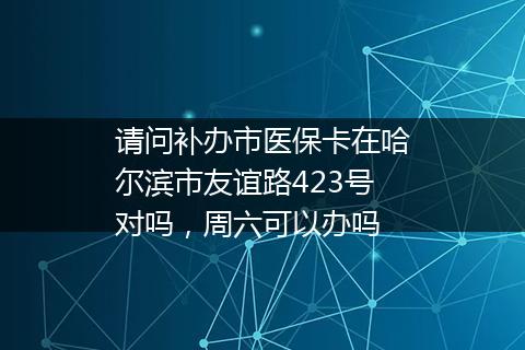 请问补办市医保卡在哈尔滨市友谊路423号对吗，周六可以办吗