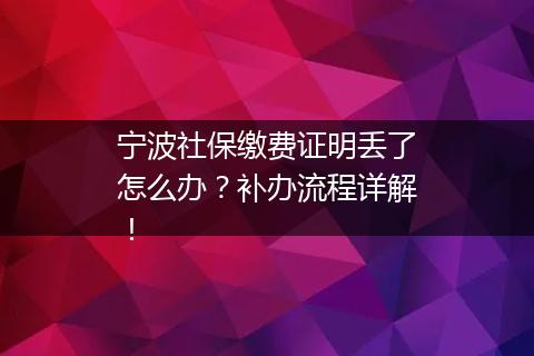 宁波社保缴费证明丢了怎么办？补办流程详解！