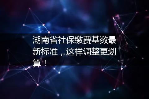湖南省社保缴费基数最新标准，这样调整更划算！