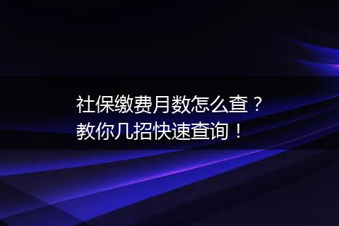 社保缴费月数怎么查？教你几招快速查询！