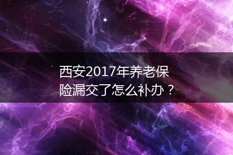 西安2017年养老保险漏交了怎么补办？