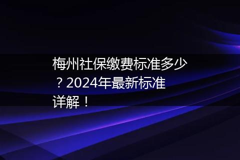 梅州社保缴费标准多少？2024年最新标准详解！