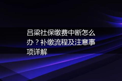 吕梁社保缴费中断怎么办？补缴流程及注意事项详解