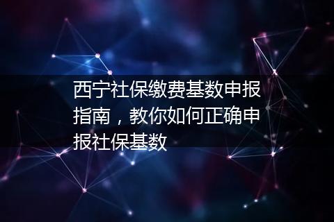 西宁社保缴费基数申报指南，教你如何正确申报社保基数