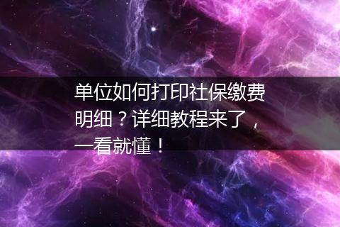 单位如何打印社保缴费明细？详细教程来了，一看就懂！