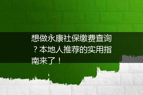 想做永康社保缴费查询？本地人推荐的实用指南来了！