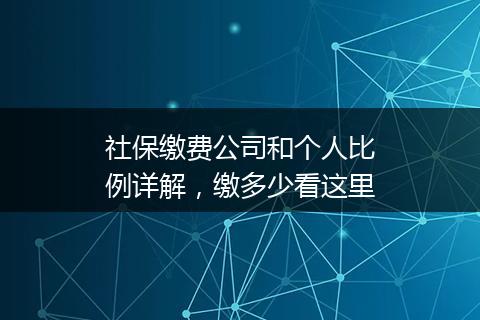 社保缴费公司和个人比例详解，缴多少看这里