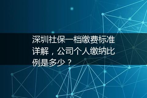 深圳社保一档缴费标准详解，公司个人缴纳比例是多少？