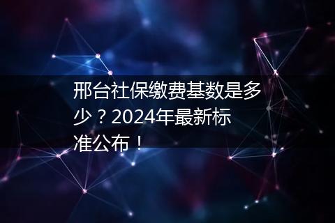 邢台社保缴费基数是多少？2024年最新标准公布！