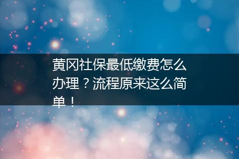 黄冈社保最低缴费怎么办理？流程原来这么简单！
