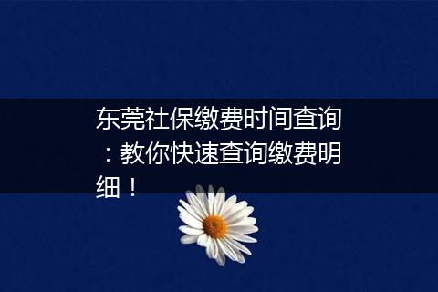东莞社保缴费时间查询：教你快速查询缴费明细！