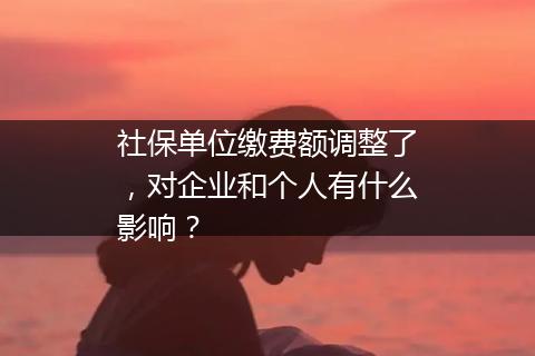 社保单位缴费额调整了，对企业和个人有什么影响？