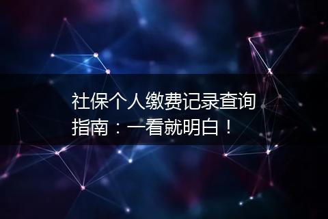社保个人缴费记录查询指南：一看就明白！