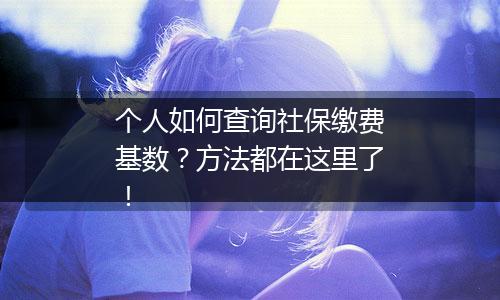 个人如何查询社保缴费基数？方法都在这里了！