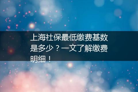 上海社保最低缴费基数是多少？一文了解缴费明细！