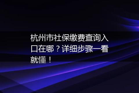 杭州市社保缴费查询入口在哪？详细步骤一看就懂！