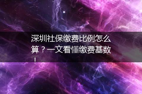 深圳社保缴费比例怎么算？一文看懂缴费基数！
