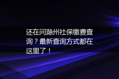 还在问滁州社保缴费查询？最新查询方式都在这里了！
