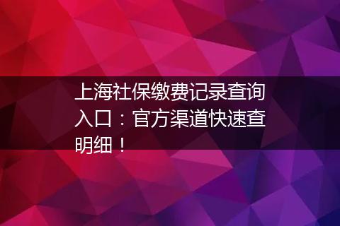 上海社保缴费记录查询入口：官方渠道快速查明细！