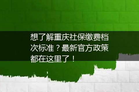 想了解重庆社保缴费档次标准？最新官方政策都在这里了！