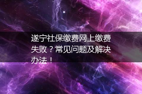 遂宁社保缴费网上缴费失败？常见问题及解决办法！