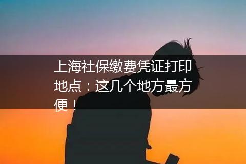上海社保缴费凭证打印地点：这几个地方最方便！