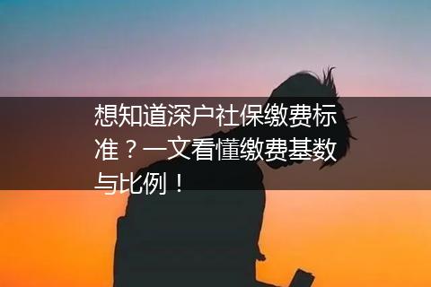 想知道深户社保缴费标准？一文看懂缴费基数与比例！