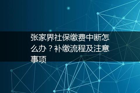 张家界社保缴费中断怎么办？补缴流程及注意事项
