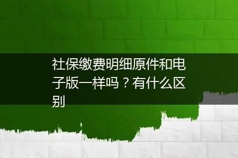 社保缴费明细原件和电子版一样吗？有什么区别