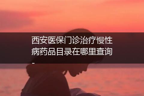 西安医保门诊治疗慢性病药品目录在哪里查询-