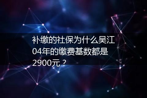 补缴的社保为什么吴江04年的缴费基数都是2900元？
