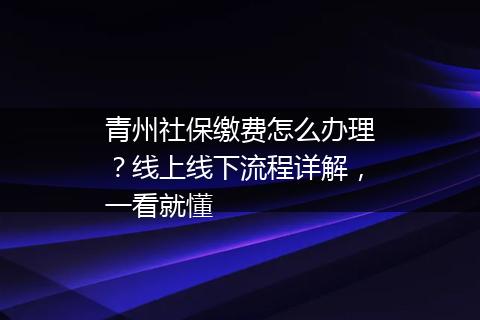 青州社保缴费怎么办理？线上线下流程详解，一看就懂