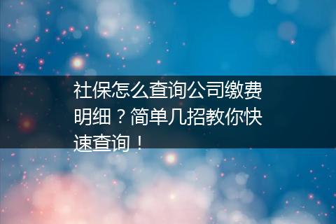 社保怎么查询公司缴费明细？简单几招教你快速查询！