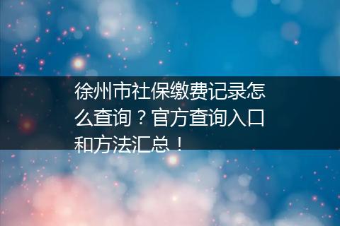 徐州市社保缴费记录怎么查询？官方查询入口和方法汇总！