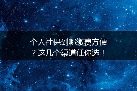 个人社保到哪缴费方便？这几个渠道任你选！