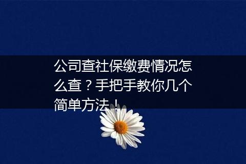 公司查社保缴费情况怎么查？手把手教你几个简单方法！