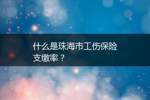 什么是珠海市工伤保险支缴率？