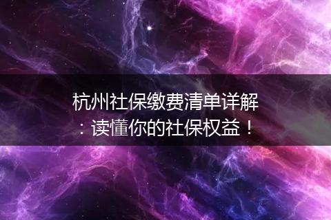 杭州社保缴费清单详解：读懂你的社保权益！