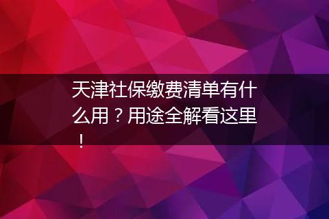 天津社保缴费清单有什么用？用途全解看这里！