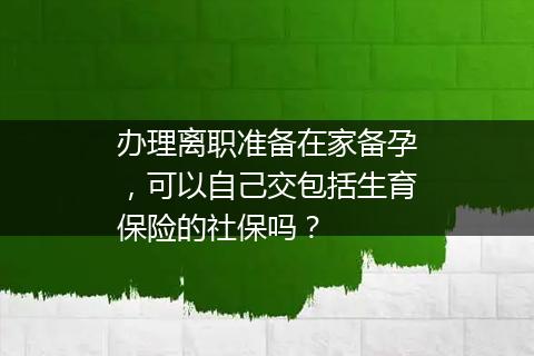 办理离职准备在家备孕，可以自己交包括生育保险的社保吗？