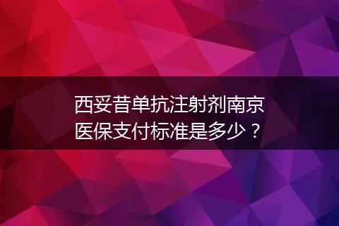 西妥昔单抗注射剂南京医保支付标准是多少？