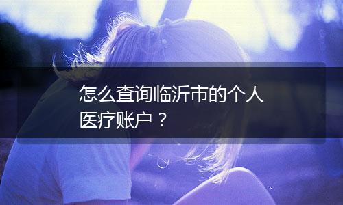 怎么查询临沂市的个人医疗账户？