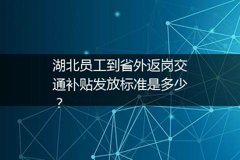 湖北员工到省外返岗交通补贴发放标准是多少？