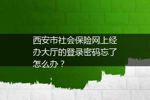 西安市社会保险网上经办大厅的登录密码忘了怎么办？