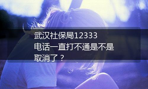 武汉社保局12333电话一直打不通是不是取消了？