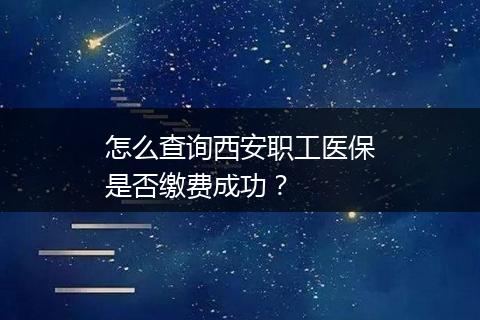 怎么查询西安职工医保是否缴费成功？