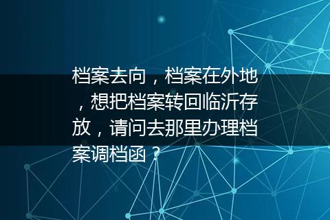 档案去向，档案在外地，想把档案转回临沂存放，请问去那里办理档案调档函？