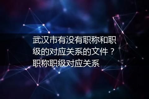 武汉市有没有职称和职级的对应关系的文件？职称职级对应关系